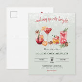 Uitnodiging voor kerstfeestdag Cocktail Party Briefkaart (Voorkant / Achterkant)
