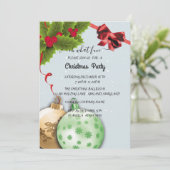 Uitnodiging voor kerstfeestdag Holly (Staand voorkant)