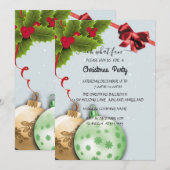 Uitnodiging voor kerstfeestdag Holly (Voorkant / Achterkant)