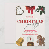 Uitnodiging voor kerstfeestdag Holly (Voorkant / Achterkant)