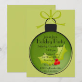 Uitnodiging voor kerstfeestdag Holly Ornament (Voorkant / Achterkant)