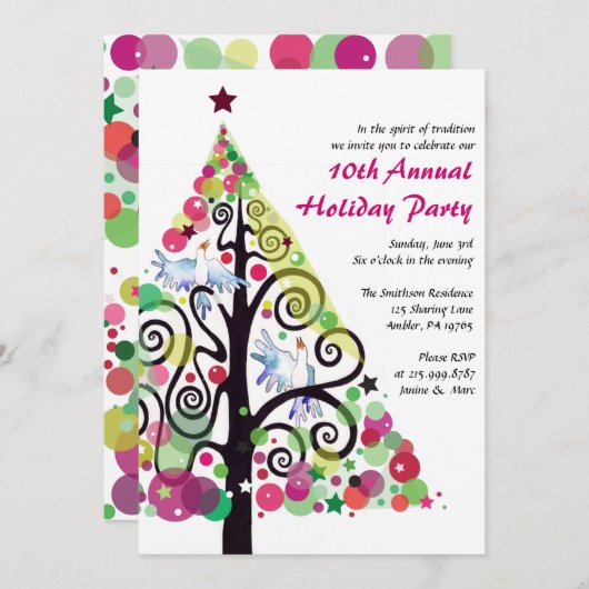 Uitnodiging voor kerstfeestdag in Birds (Voorkant / Achterkant)