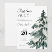 Uitnodiging voor kerstfeestdag in de waterverf (Voorkant / Achterkant)