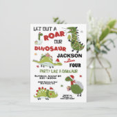 Uitnodiging voor kerstfeestdag in Dinosaur Birthda (Staand voorkant)