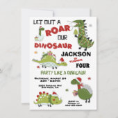 Uitnodiging voor kerstfeestdag in Dinosaur Birthda (Voorkant)