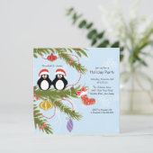 Uitnodiging voor kerstfeestdag in Penguin Couple (Staand voorkant)