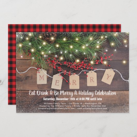 Uitnodiging voor kerstfeestdag in Roestland (Voorkant / Achterkant)