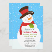 Uitnodiging voor kerstfeestdag in Snowman (Voorkant / Achterkant)