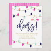 Uitnodiging voor kerstfeestdag met kleurrijke kers (Voorkant / Achterkant)