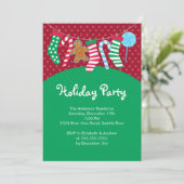 Uitnodiging voor kerstfeestdag met snoepriet (Staand voorkant)