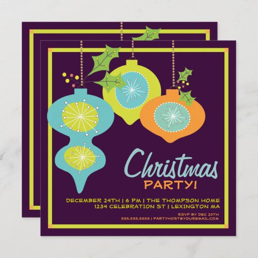 Uitnodiging voor kerstfeestdag met terugwerkende k (Voorkant / Achterkant)