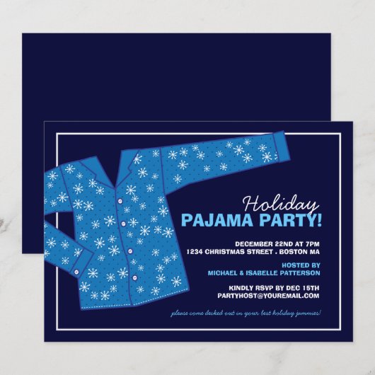 Uitnodiging voor kerstfeestdag Pajama (Voorkant / Achterkant)