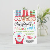 Uitnodiging voor kerstfeestdag Pajama (Staand voorkant)