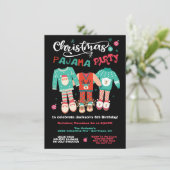 Uitnodiging voor kerstfeestdag Pajama (Staand voorkant)