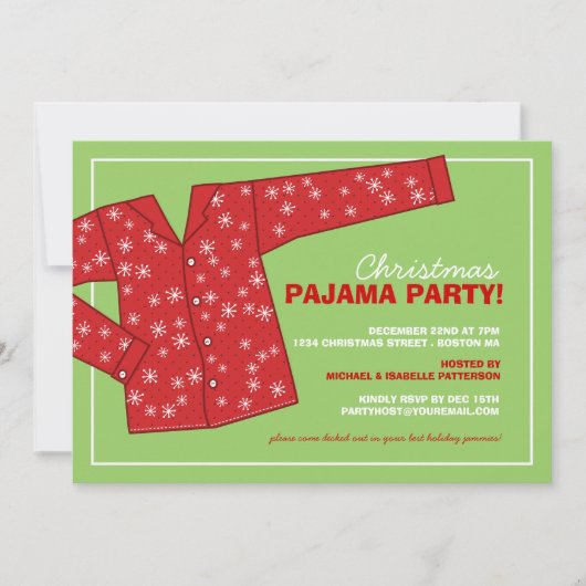 Uitnodiging voor kerstfeestdag Pajama (Voorkant)