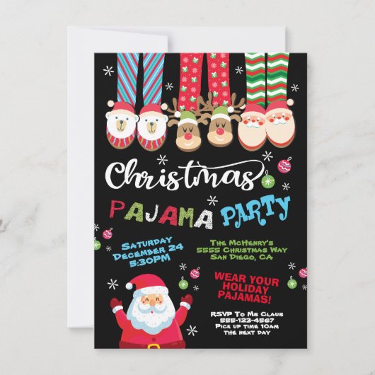 Uitnodiging voor kerstfeestdag Pajama (Voorkant)