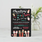 Uitnodiging voor kerstfeestdag Pajama (Staand voorkant)