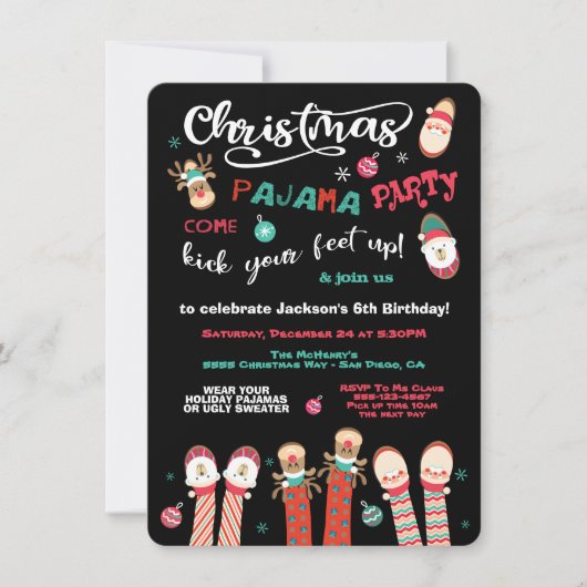 Uitnodiging voor kerstfeestdag Pajama (Voorkant)