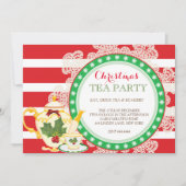 Uitnodiging voor kerstfeestdag Tea Party (Voorkant)