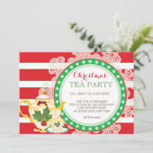 Uitnodiging voor kerstfeestdag Tea Party (Staand voorkant)