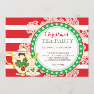 Uitnodiging voor kerstfeestdag Tea Party