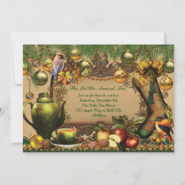 Uitnodiging voor kerstfeestdag Tea Party