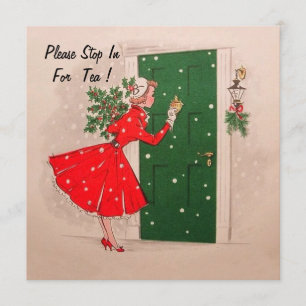 Uitnodiging voor kerstfeestdag Tea Party.