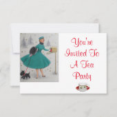 Uitnodiging voor kerstfeestdag Tea Party (Voorkant)