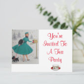 Uitnodiging voor kerstfeestdag Tea Party (Staand voorkant)