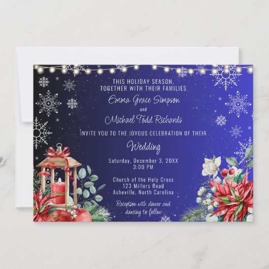 Uitnodiging voor kerstfeestdag tijdens bruiloft (Voorkant)