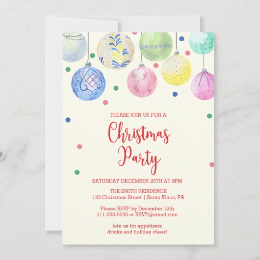 Uitnodiging voor kerstfeestdag voor sierdoeleinden (Voorkant)