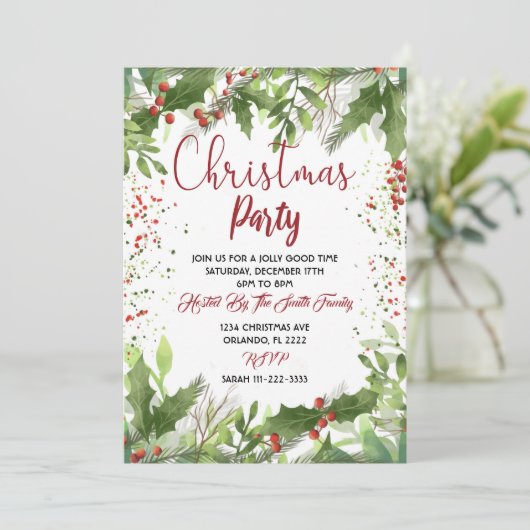 Uitnodiging voor kerstfeestdagen (Staand voorkant)