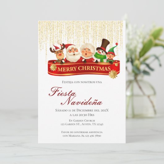 Uitnodiging voor kerstfeestdagen (Staand voorkant)