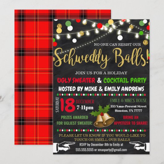 Uitnodiging voor kerstfeestdagen (Voorkant / Achterkant)