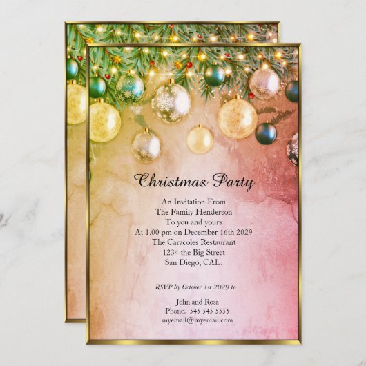 Uitnodiging voor kerstfeestdagen (Voorkant / Achterkant)