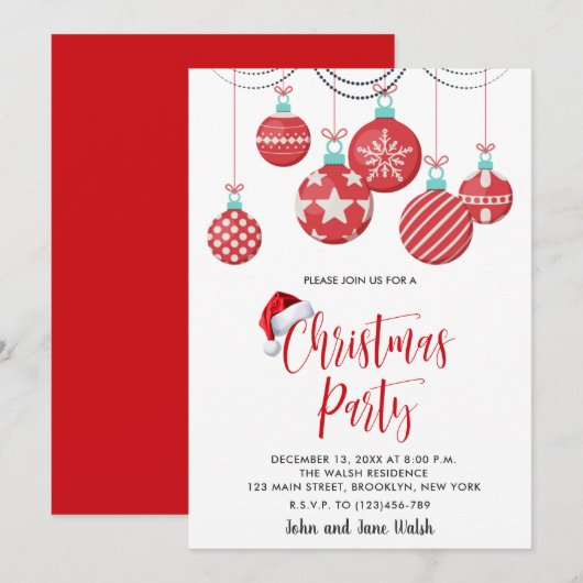 Uitnodiging voor kerstfeestdagen (Voorkant / Achterkant)