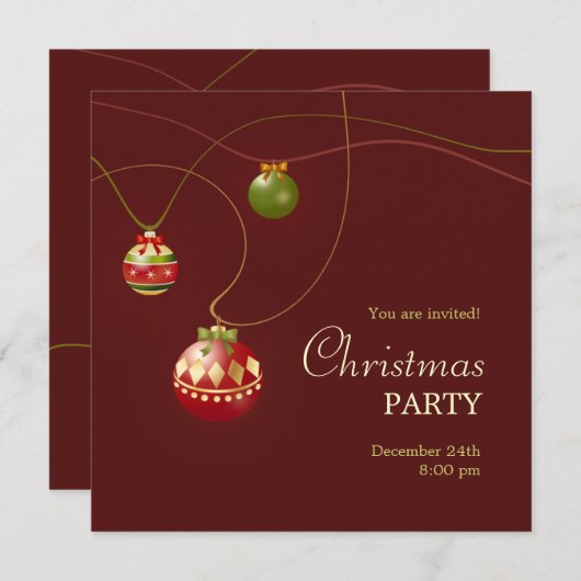 Uitnodiging voor kerstfeestdagen (Voorkant / Achterkant)