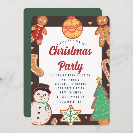 Uitnodiging voor kerstfeestdagen (Voorkant / Achterkant)