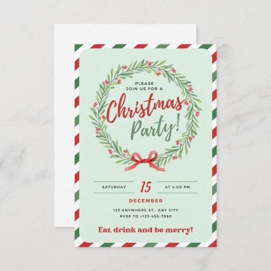 Uitnodiging voor kerstfeestdagen (Voorkant / Achterkant)