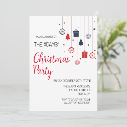 Uitnodiging voor kerstfeestdagen (Staand voorkant)