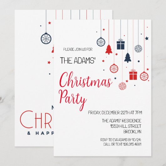 Uitnodiging voor kerstfeestdagen (Voorkant / Achterkant)