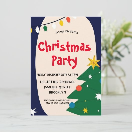 Uitnodiging voor kerstfeestdagen (Staand voorkant)