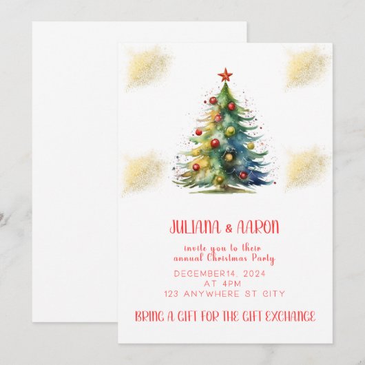 Uitnodiging voor kerstfeestdagen (Voorkant / Achterkant)