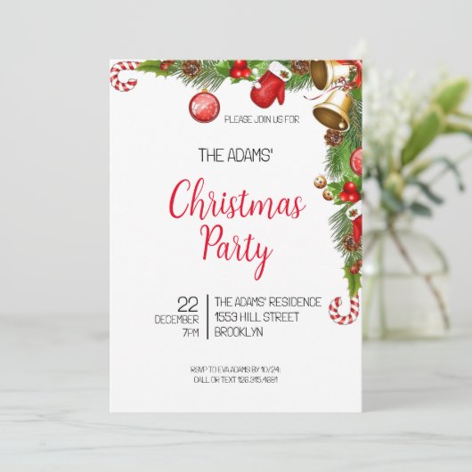 Uitnodiging voor kerstfeestdagen (Staand voorkant)