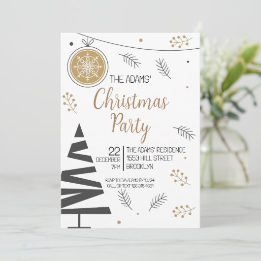 Uitnodiging voor kerstfeestdagen (Staand voorkant)