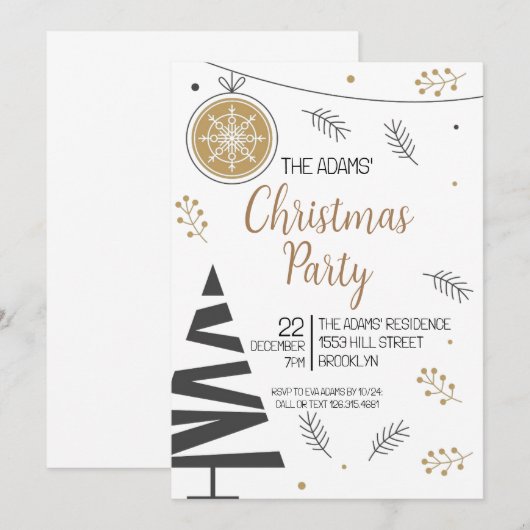 Uitnodiging voor kerstfeestdagen (Voorkant / Achterkant)