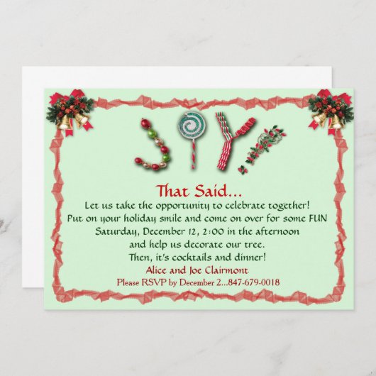 Uitnodiging voor kerstfeestdagen (Voorkant / Achterkant)