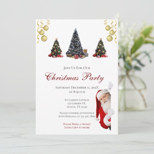 Uitnodiging voor kerstfeestdagen (Staand voorkant)