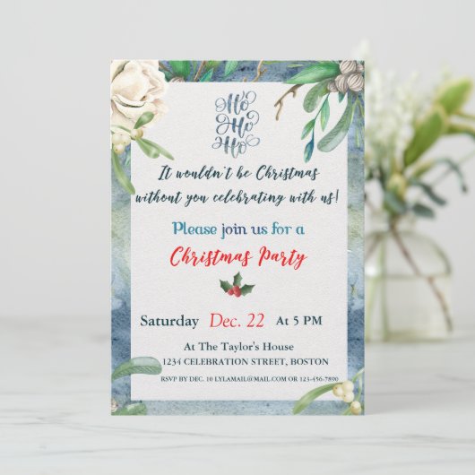 Uitnodiging voor kerstfeestdagen (Staand voorkant)