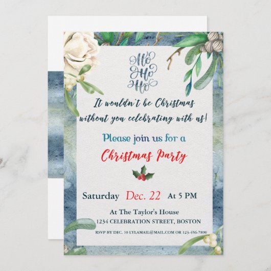 Uitnodiging voor kerstfeestdagen (Voorkant / Achterkant)